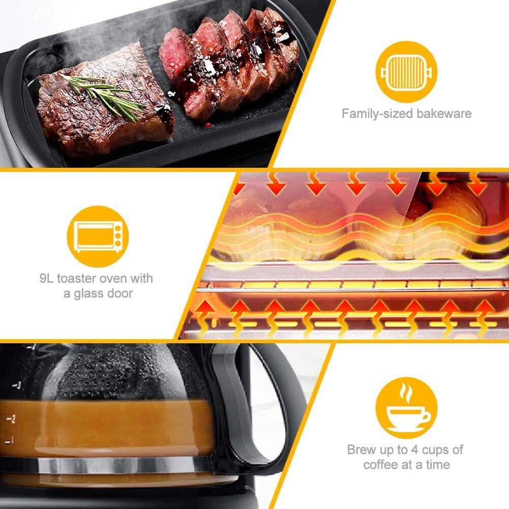 Nunix 3 IN 1 BREAKFAST MAKER; TOASTER,OVEN, COFFEE MAKER