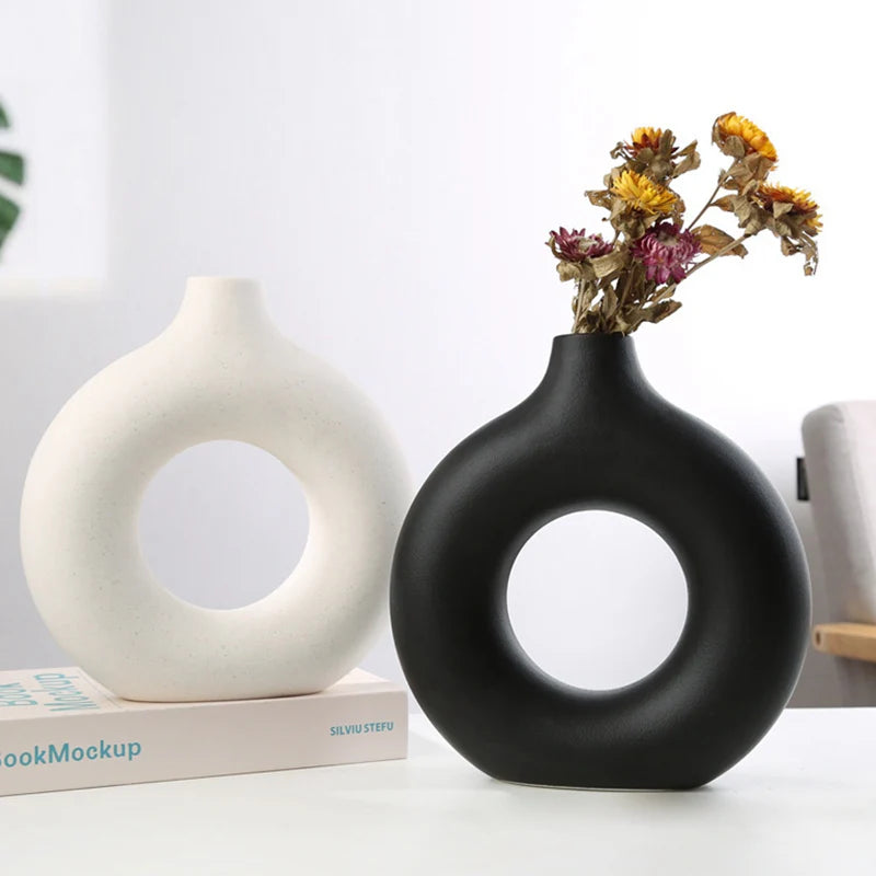 2 in 1, 14cm & 16cm Nordic Doughnut Flower Vase