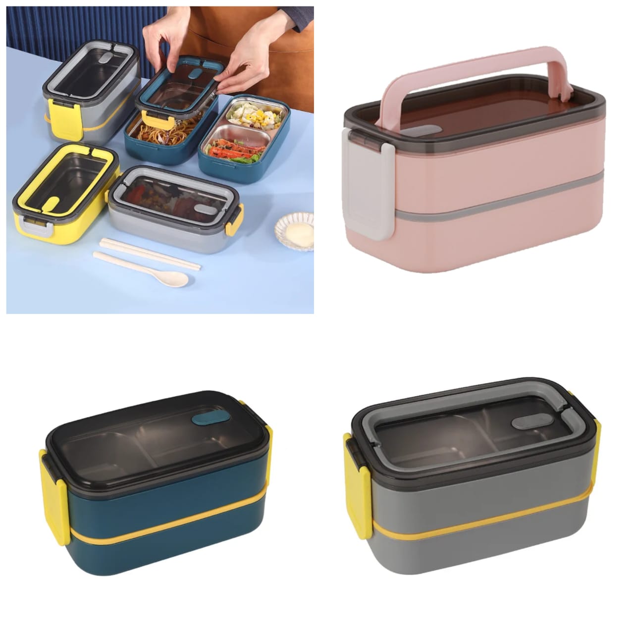 Double Layered Stainless Steel Vacuum Lunch Box Dish