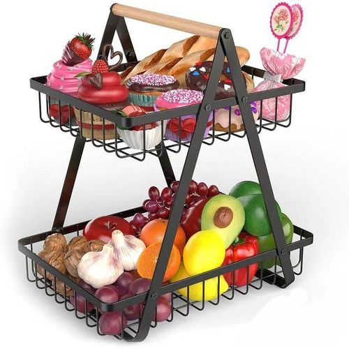 Metallic 2 layer multifunctional fruit rack