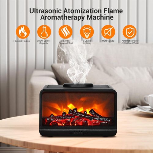 Essential Oil Diffuser 300ml Flame Fireplace Essential Oils Aromatherapy Diffuser Ultrasonic Original Cool Mist Humidifier Oil Diffuser, Multicolor