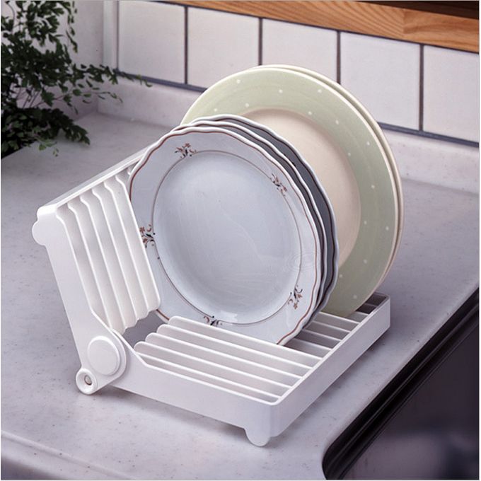 Kitchen Foldable Dish Plate Drying Rack Organizer