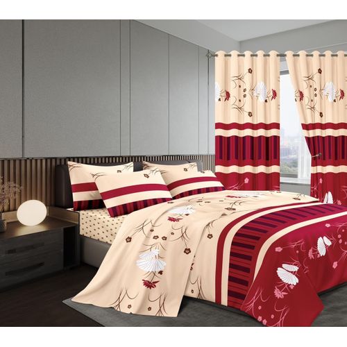 7 Piece Cotton/Woolen Duvet With Matching Curtain Set