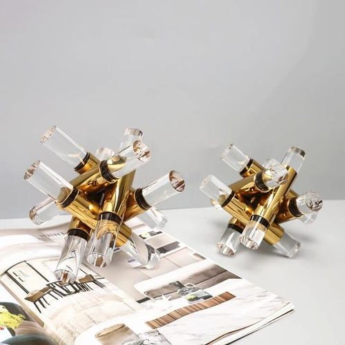 Acrylic Metal Gold Abstract Cube Figurines