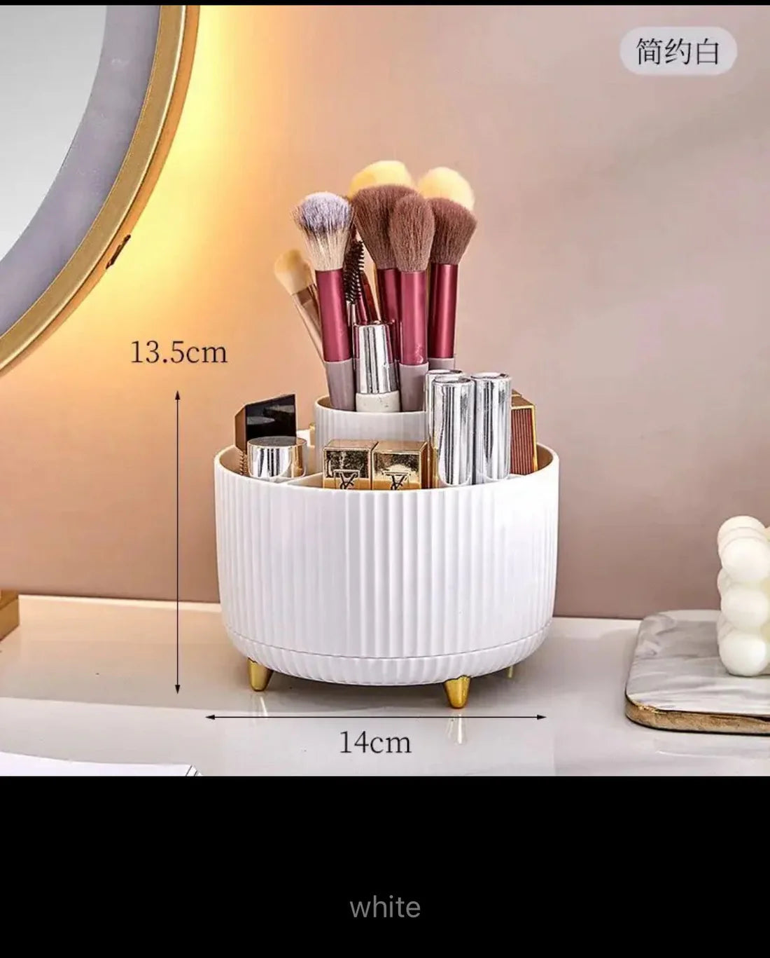 360° Rotating Makeup Brushes Holder Portable Desktop Makeup Organizer