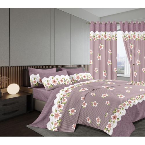 7 Piece Cotton/Woolen Duvet With Matching Curtain Set