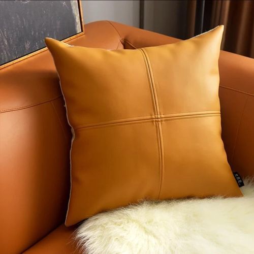 Vintage Faux Leather Throw Pillow Covers