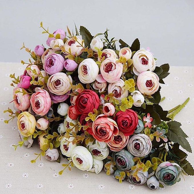 10 Bundles Artificial Silk Tea Roses