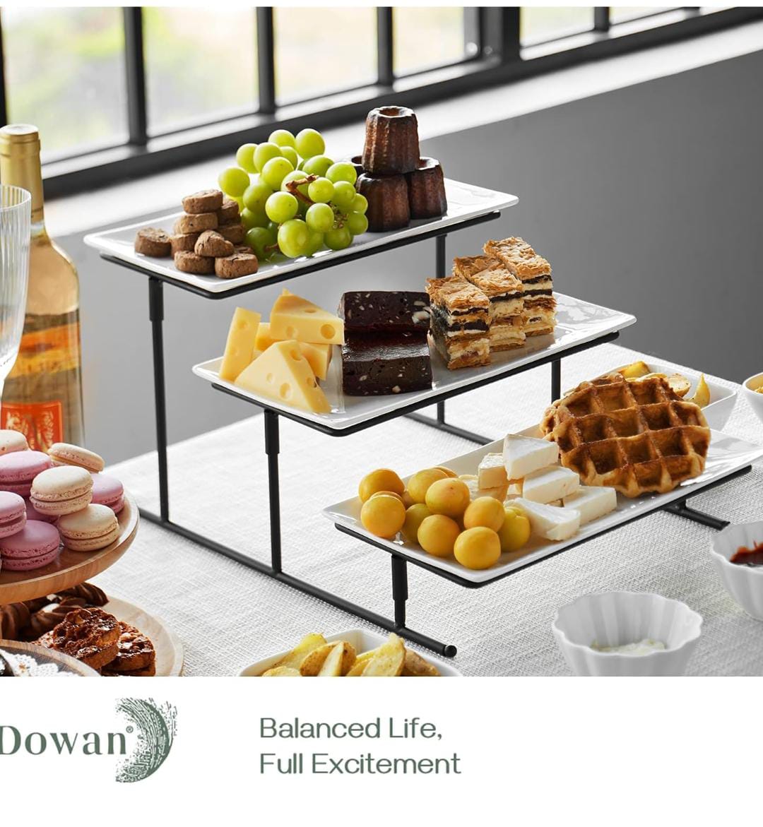 3 Tier Serving Stand Tiered Tray Stand with 12 Inch Serving Trays
