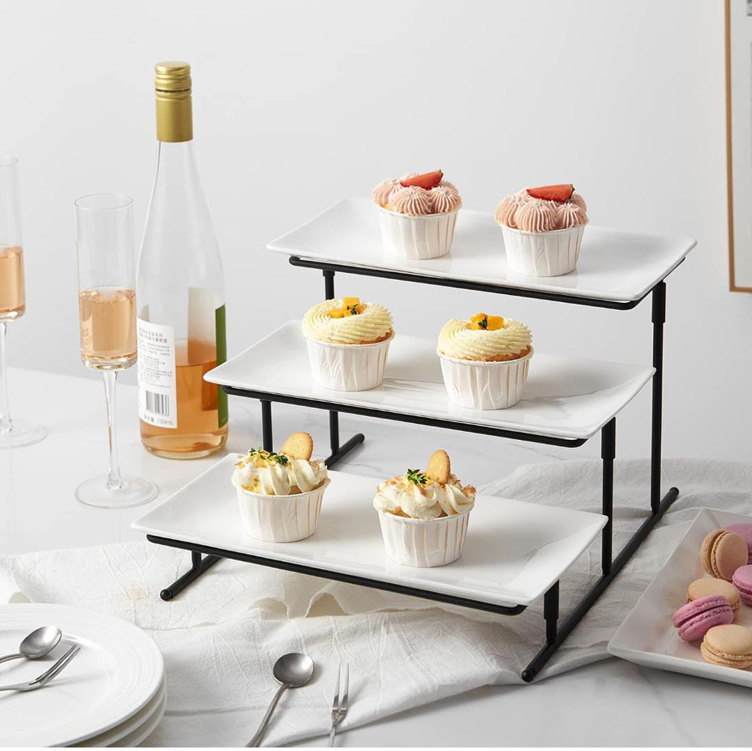 3 Tier Serving Stand Tiered Tray Stand with 12 Inch Serving Trays