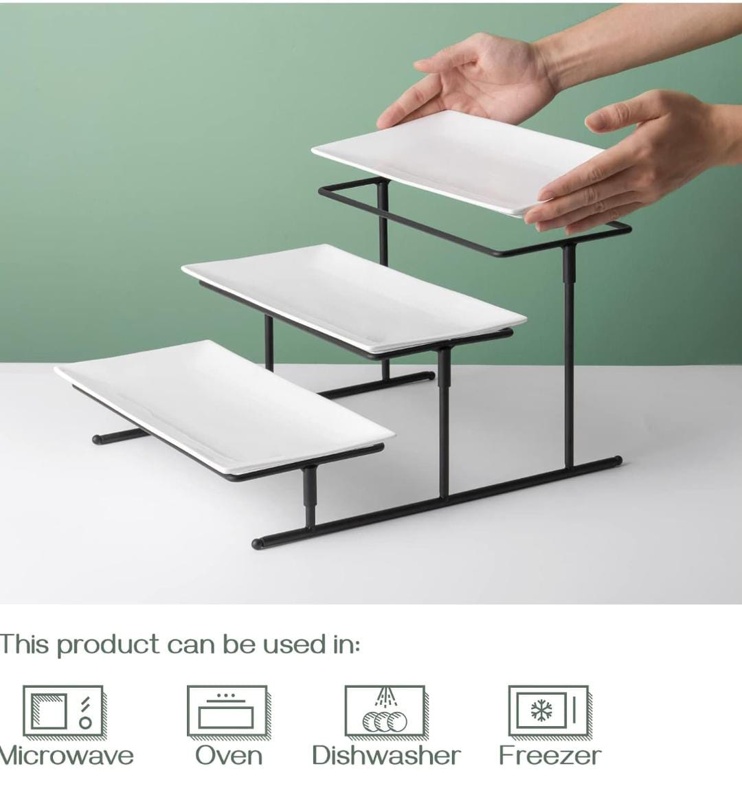 3 Tier Serving Stand Tiered Tray Stand with 12 Inch Serving Trays