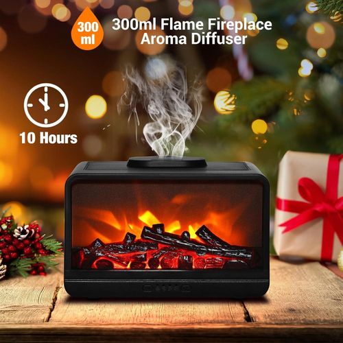 Essential Oil Diffuser 300ml Flame Fireplace Essential Oils Aromatherapy Diffuser Ultrasonic Original Cool Mist Humidifier Oil Diffuser, Multicolor