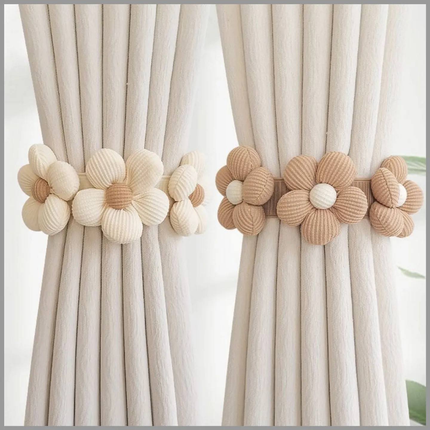 Flower Drapes Curtain Tiebacks Handwoven Fabric