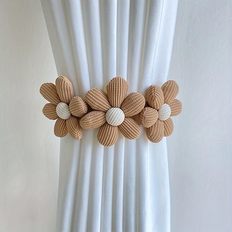 Flower Drapes Curtain Tiebacks Handwoven Fabric