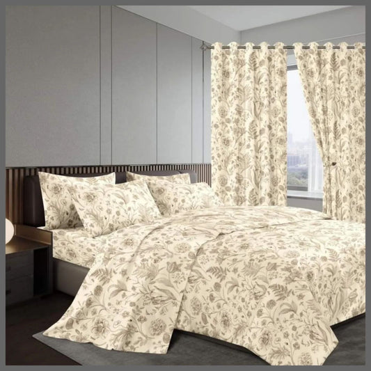 7 Piece Cotton/Woolen Duvet With Matching Curtain Set