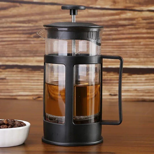 French press coffee maker with 3-level filtration system