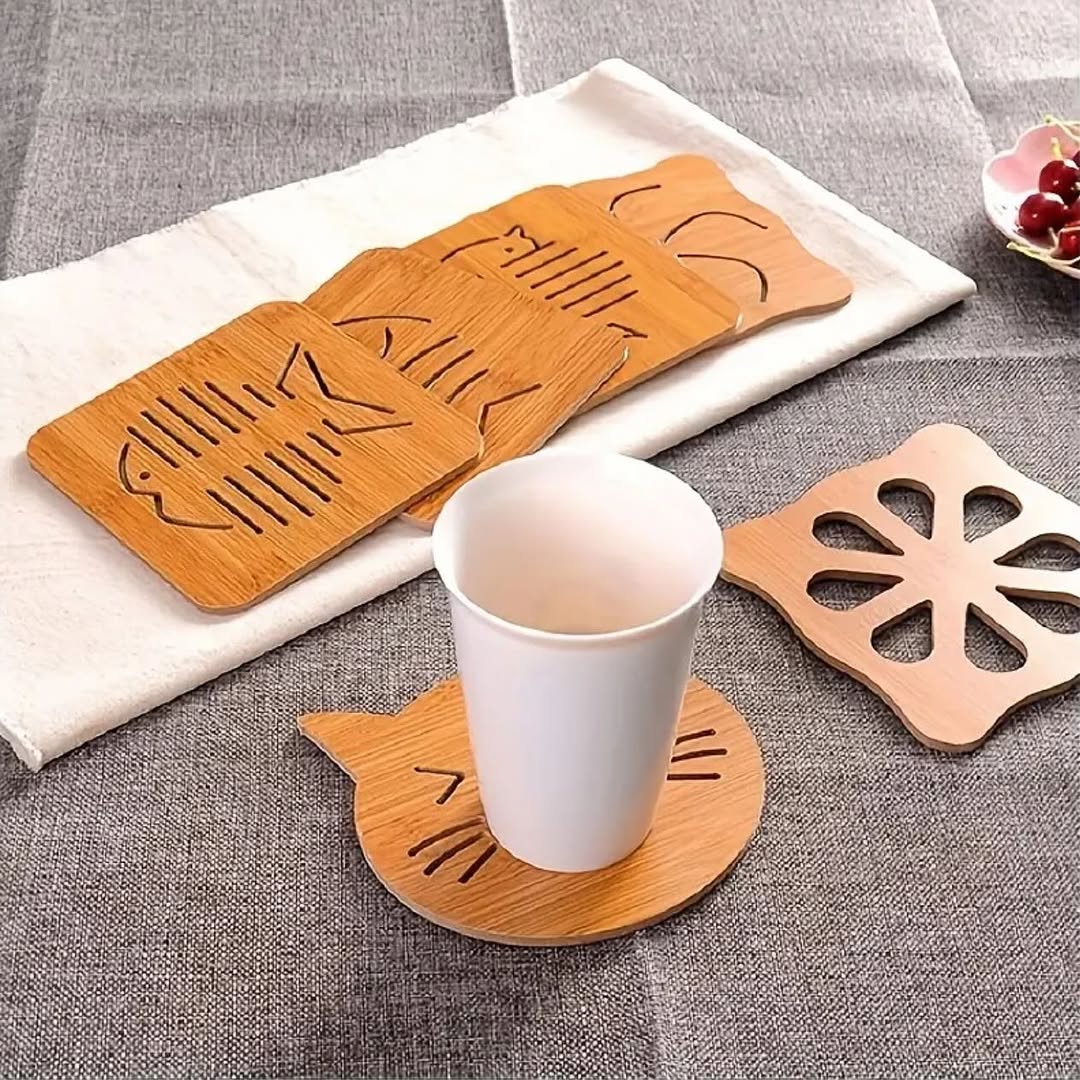 Wooden Heat Proof place mat/coaster 6pcs