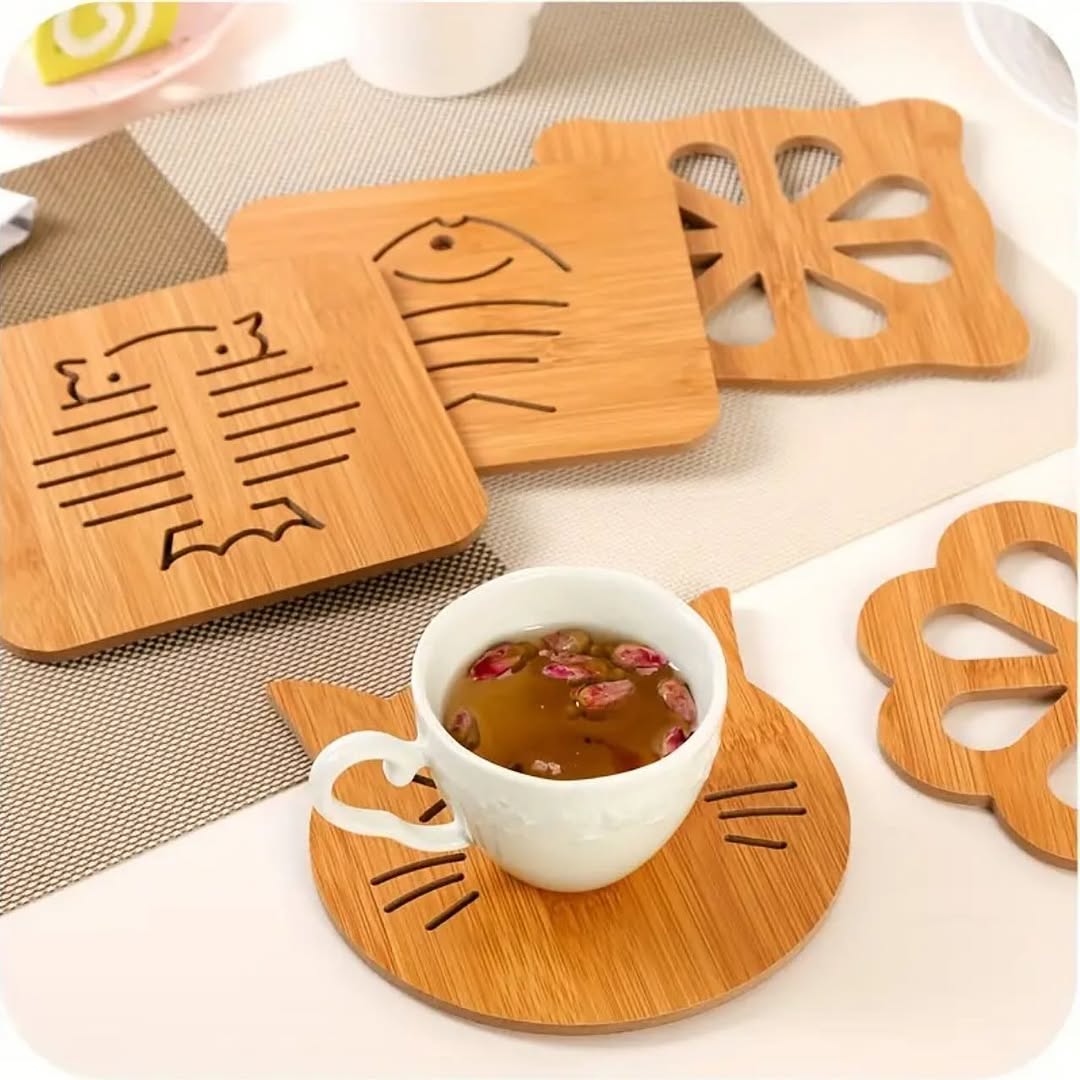 Wooden Heat Proof place mat/coaster 6pcs