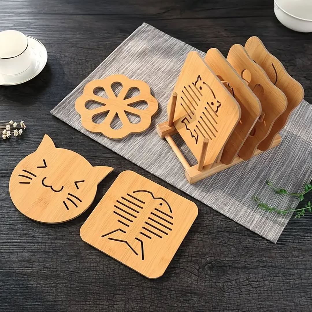 Wooden Heat Proof place mat/coaster 6pcs