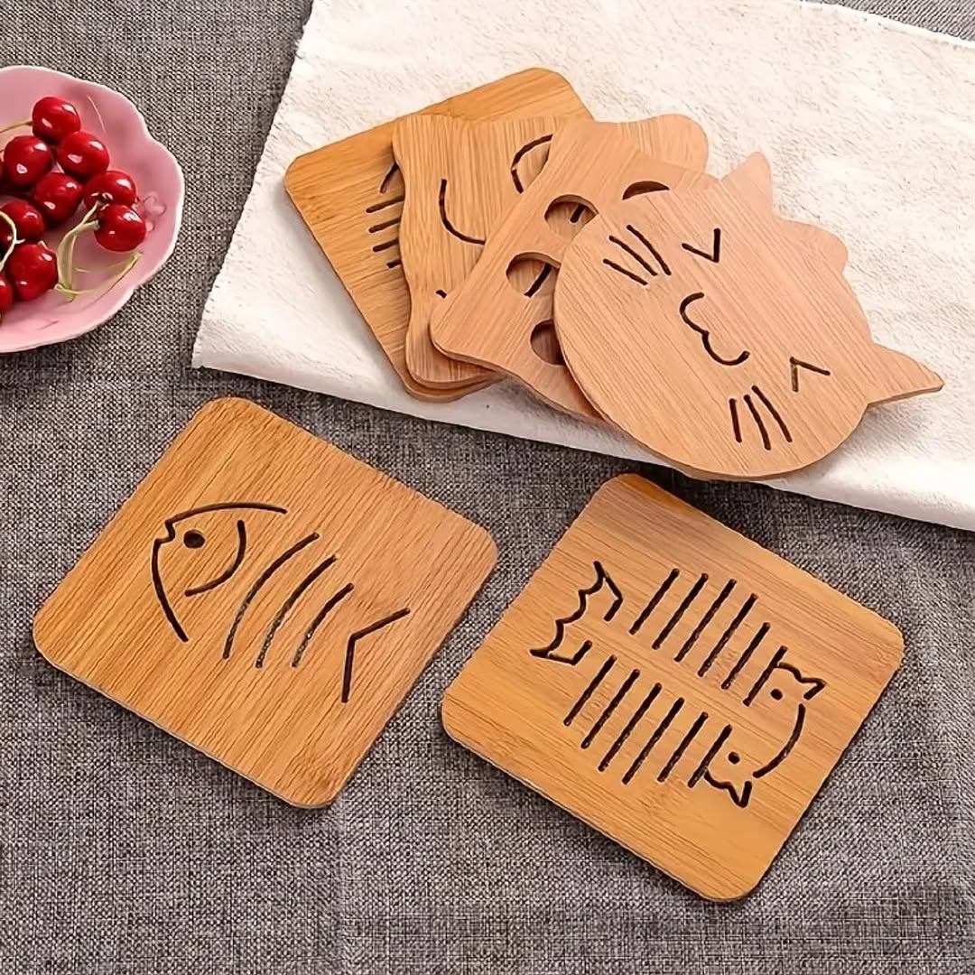 Wooden Heat Proof place mat/coaster 6pcs