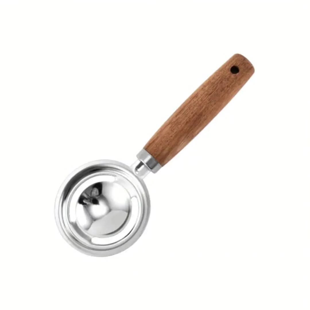 3 pcs Stainless kitchen accessories with wooden handles.