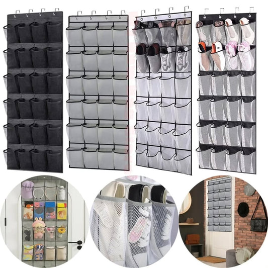 24 Large Pockets Over the Door Shoe Organizer with 4 Hooks.