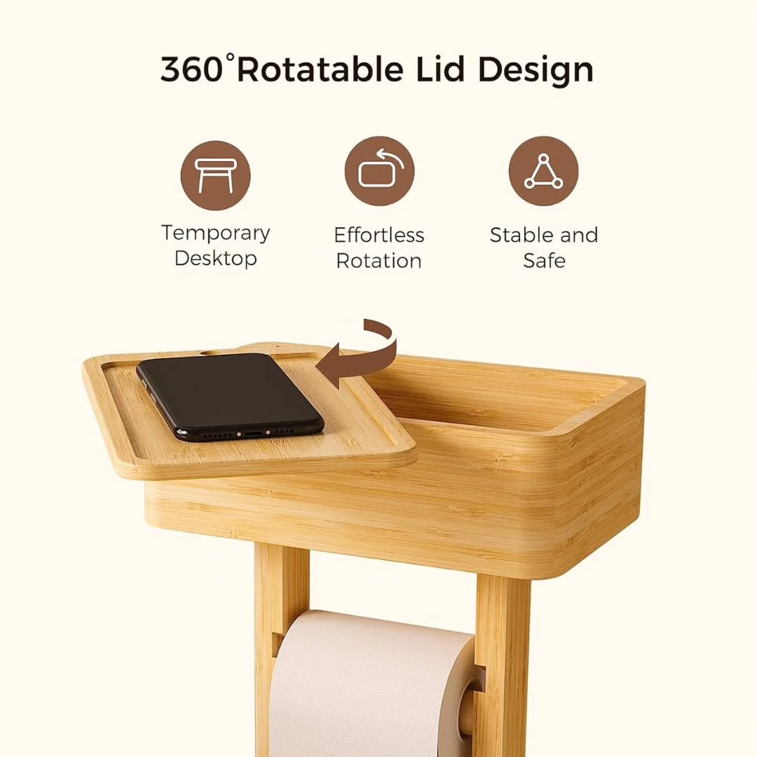 Bamboo Toilet tissue stand