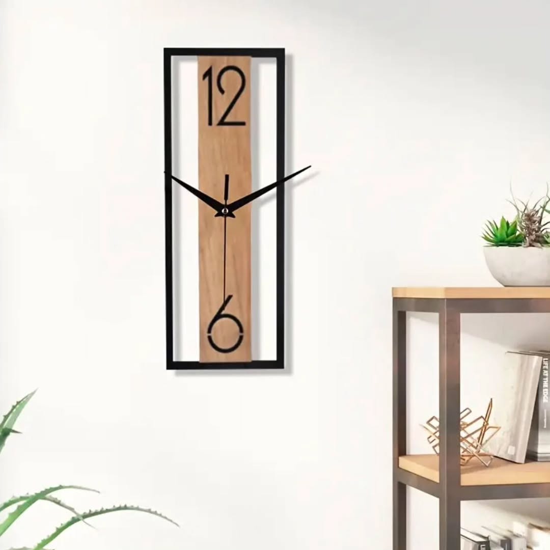 Modern minimalist wooden wall clock