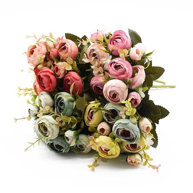 10 Bundles Artificial Silk Tea Roses