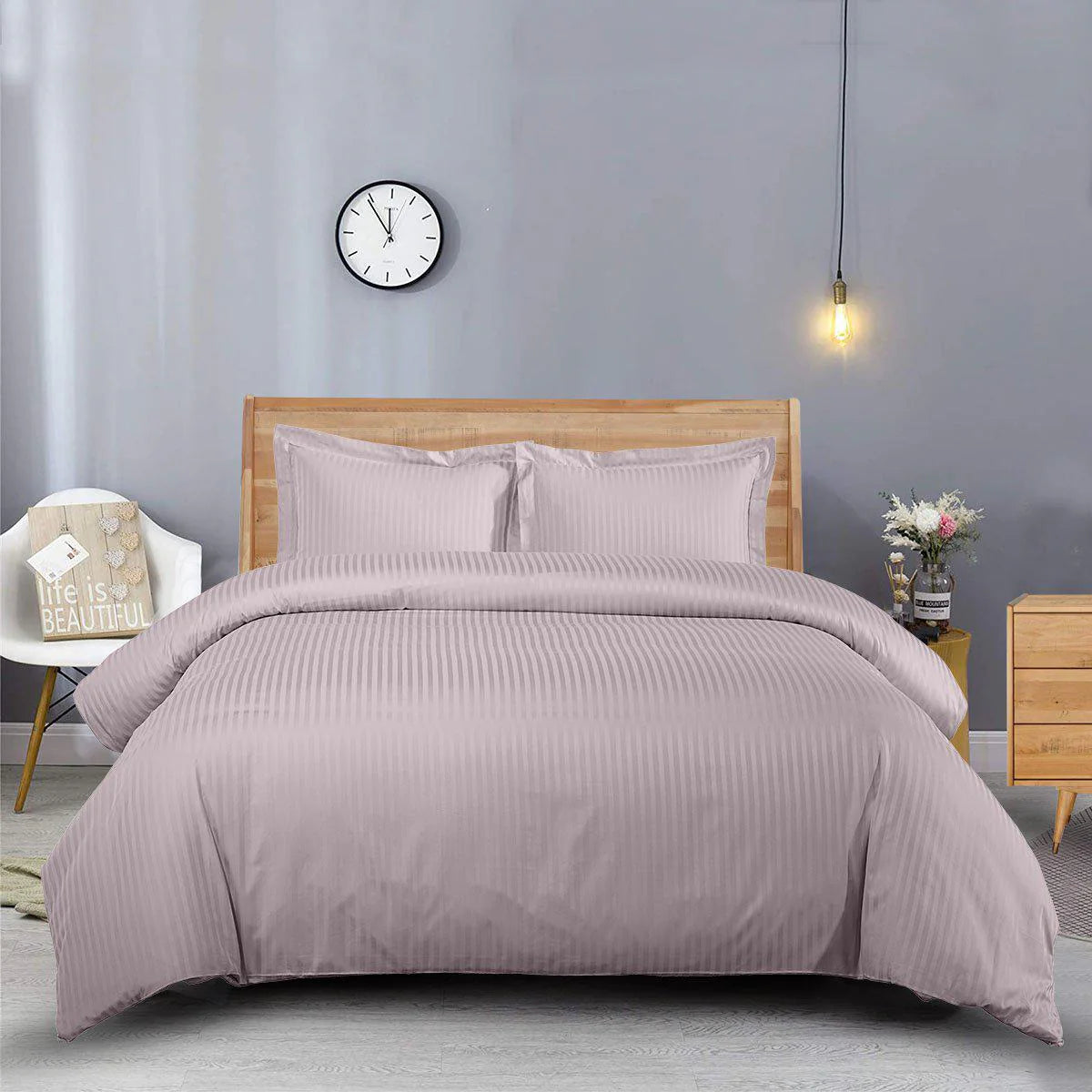 7*8 Stripped Cotton Duvet Cover Set