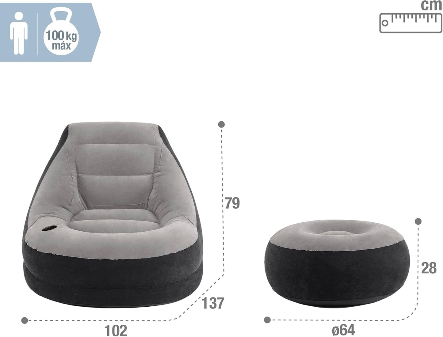 INTEX Grey inflatable seat with foot rest