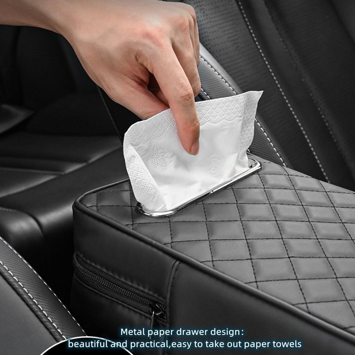 Premium Car Console Armrest Pad Cushion with Integrated Tissue Box