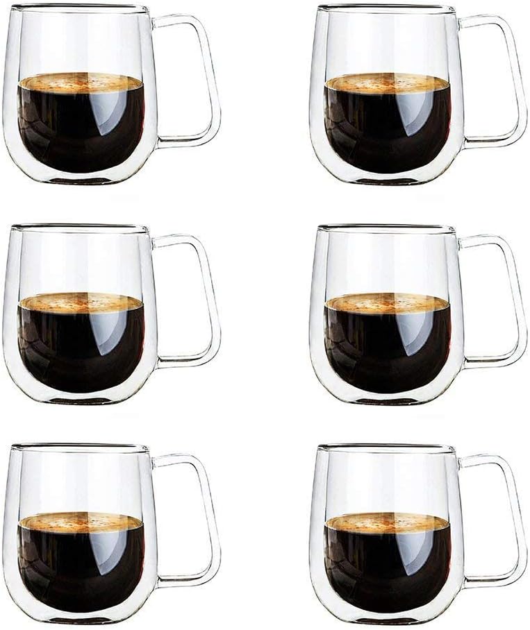 6pcs 400ml Heat Resistant Double Walled Mug