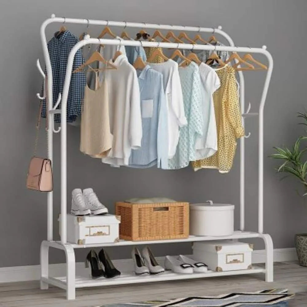 Cloth Rack With Double Lower Storage Spaces