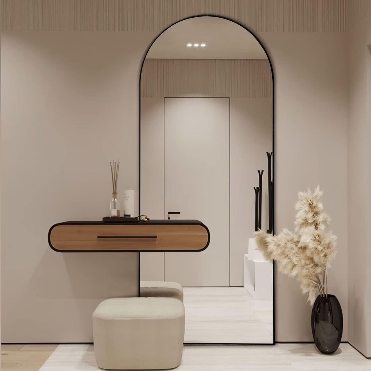 Full Length Dressing Mirror Arched Floor Wall Mirror with Stand Full Body Mirror for Bedroom Dressing Room Living Room