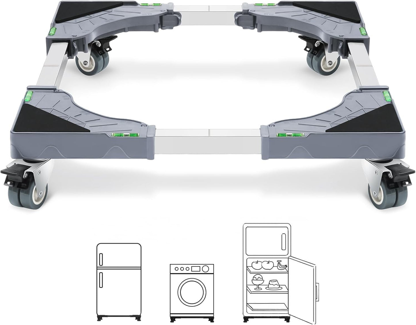 Washing Machine, Fridge Stand Base Adjustable Freezer Trolley Mover With Lockable wheels