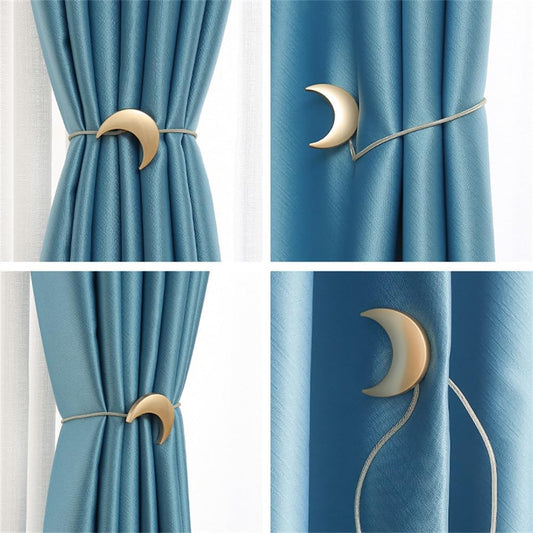 Moon shaped Metallic Magnetic Curtain Holders