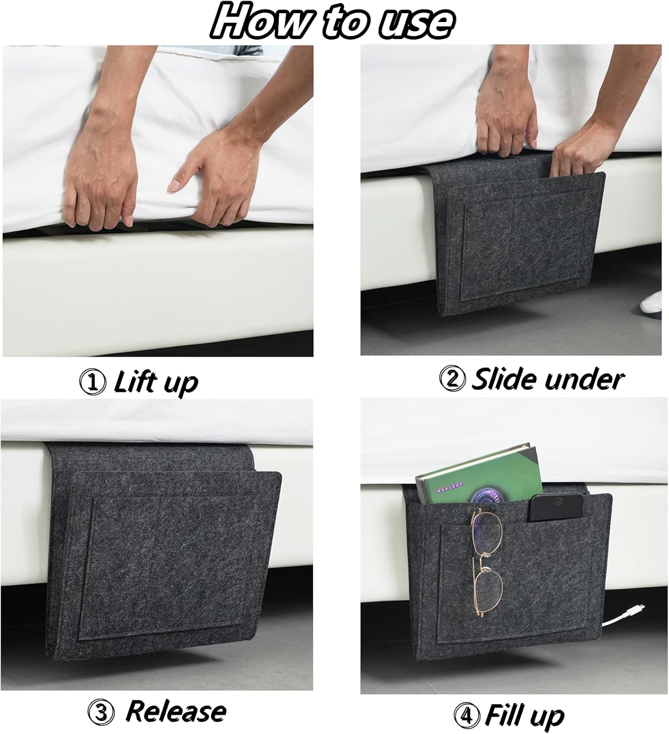 Felt Bed/ Sofa Side Storage bag