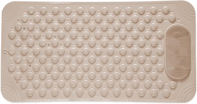 Shower Mat Non Slip - Bathtub Mat with Suction Cups and Drain Holes with Foot Scrubber Massage