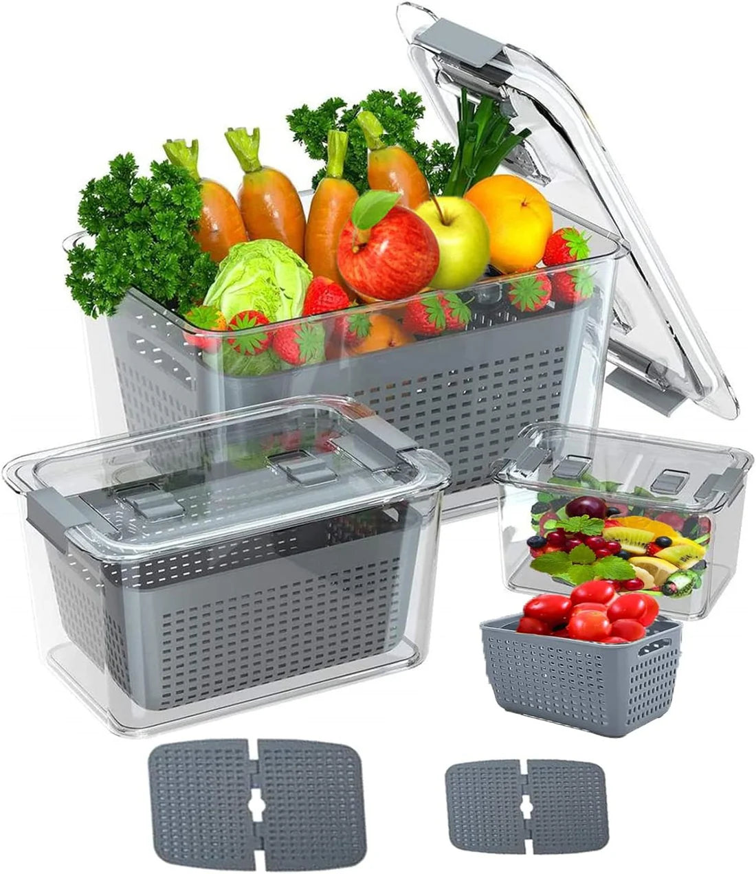 3 pcs Fresh food Vegetable Containers with vents