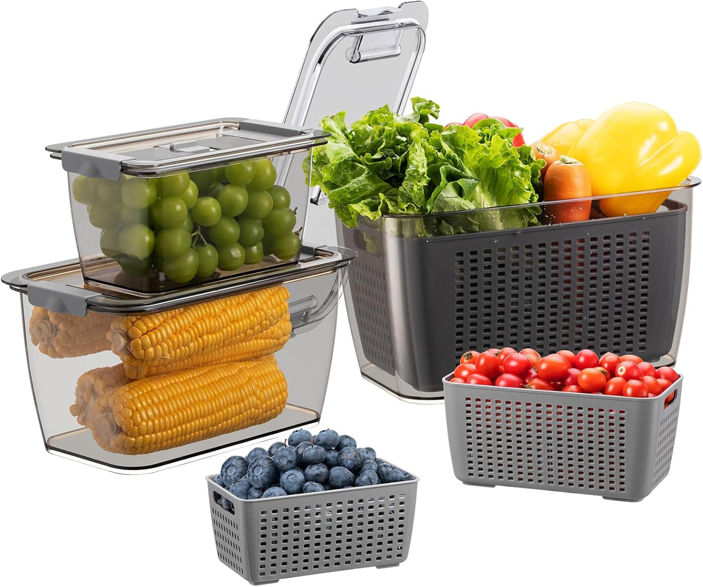 3 pcs Fresh food Vegetable Containers with vents