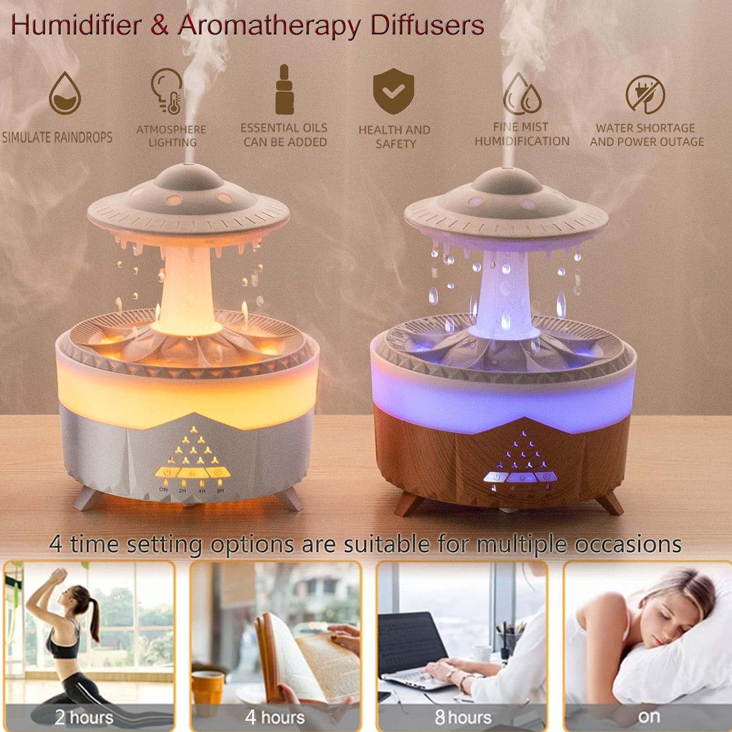 Aroma Humidifier Raindrop Humidifier with Colorful Lights