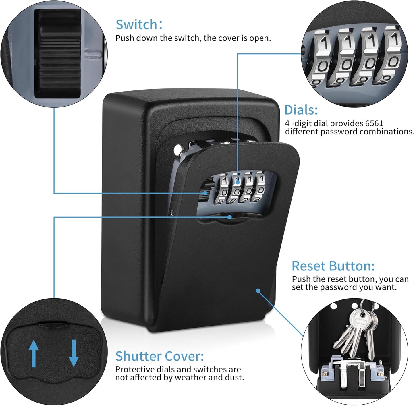 Weatherproof Wall-mounted Key Safe Password Key Box