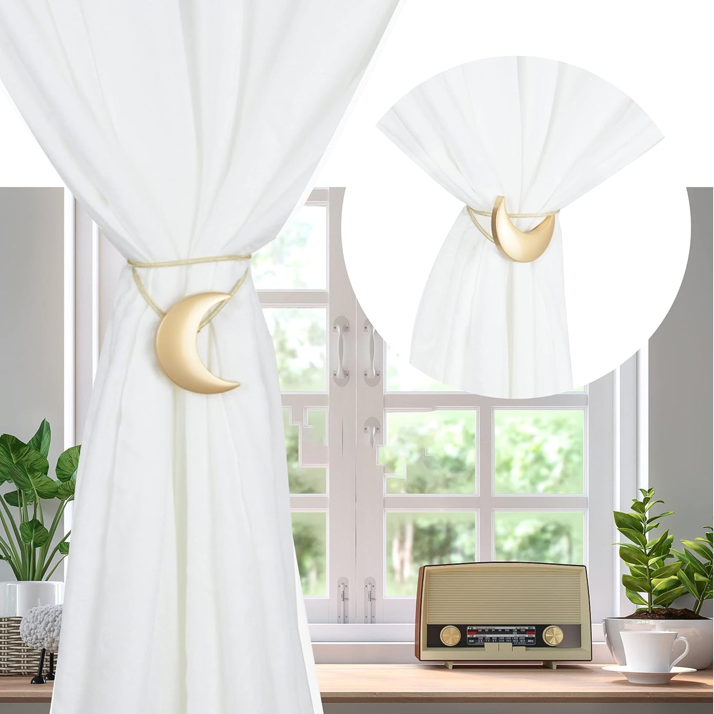 Moon shaped Metallic Magnetic Curtain Holders