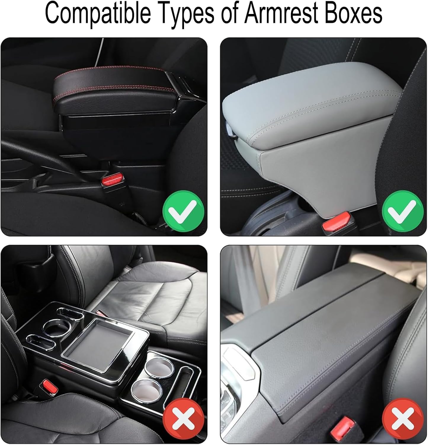 Car Center Console Cover with Armrest Cushion and Storage