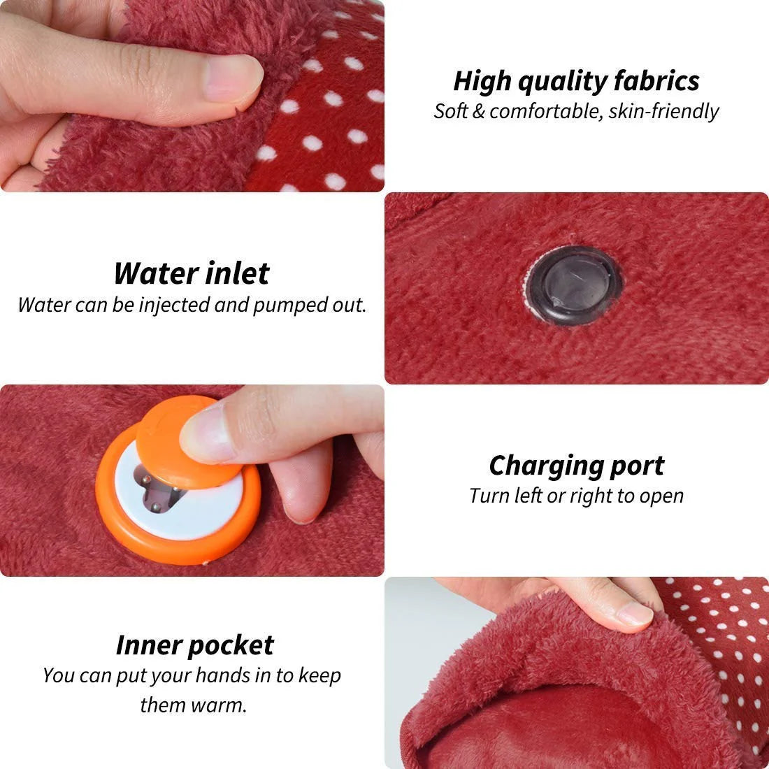 Hand Warmer Hot Water Bottle Charging Heat Bag Winter Electric Warmer