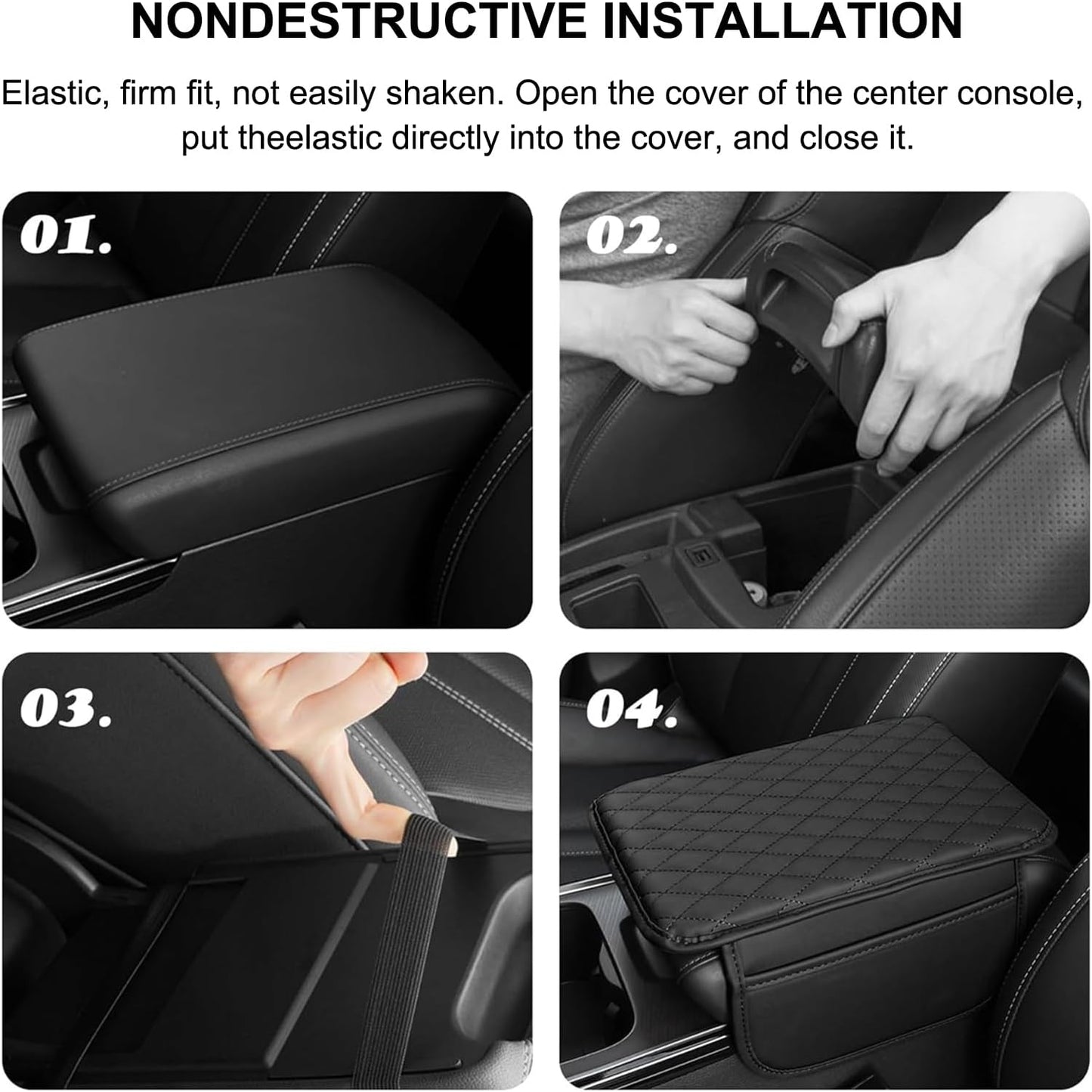 Car Center Console Cover with Armrest Cushion and Storage