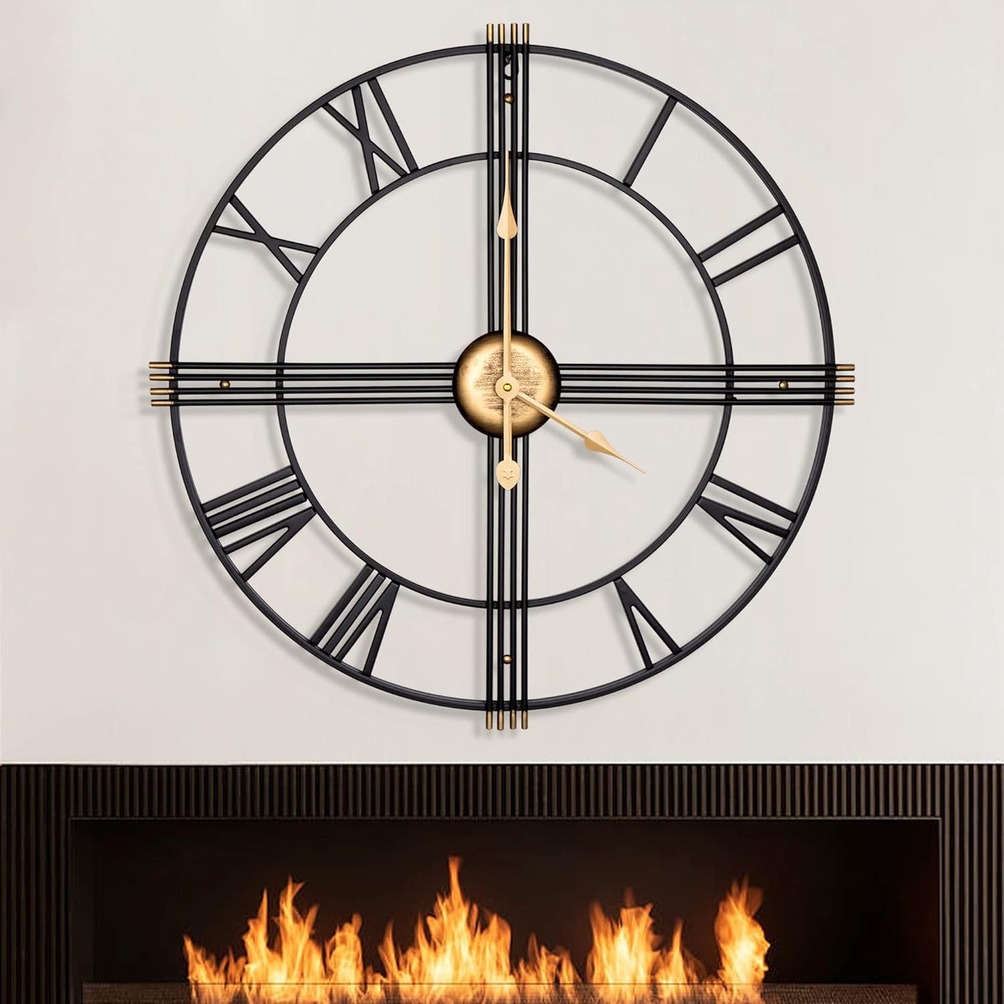 Large Modern Metal Wall Clock Roman Numerals Clocks for Living Room Bedroom Kitchen Wall Decor 60cm