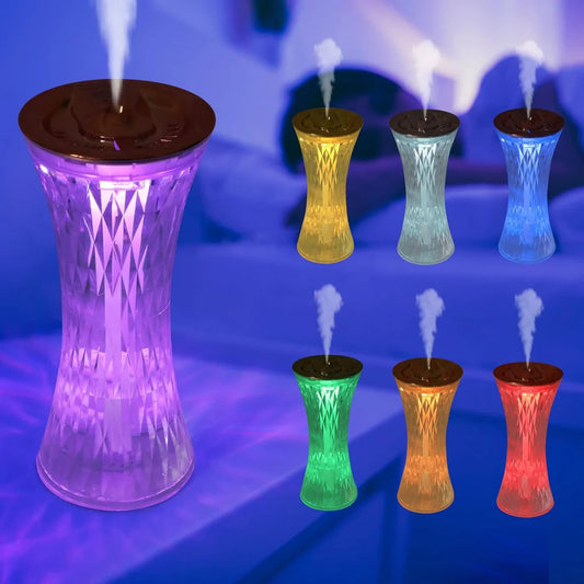 7-Color Changing Crystal Diamond Table Lamp with Humidifiers