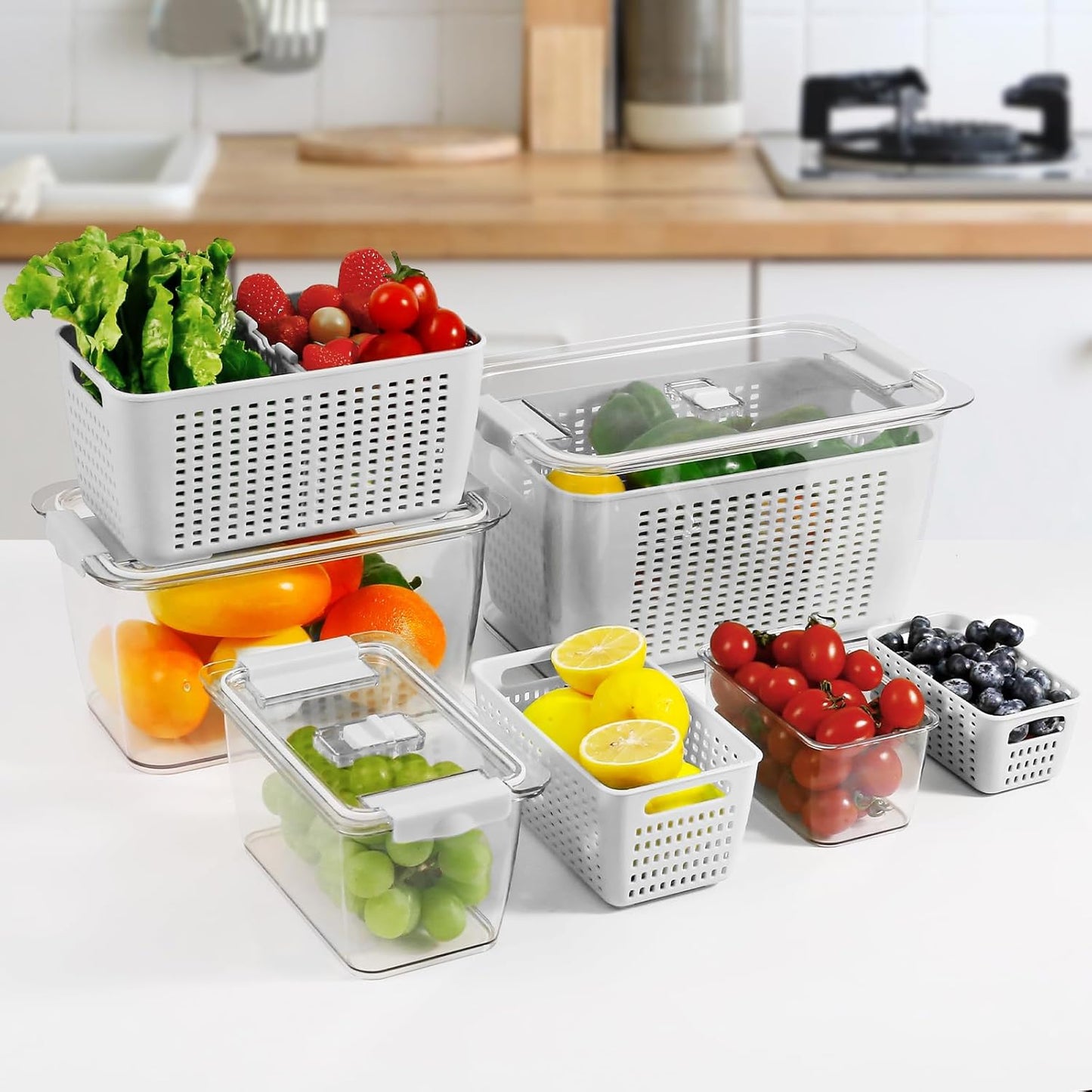 3 pcs Fresh food Vegetable Containers with vents